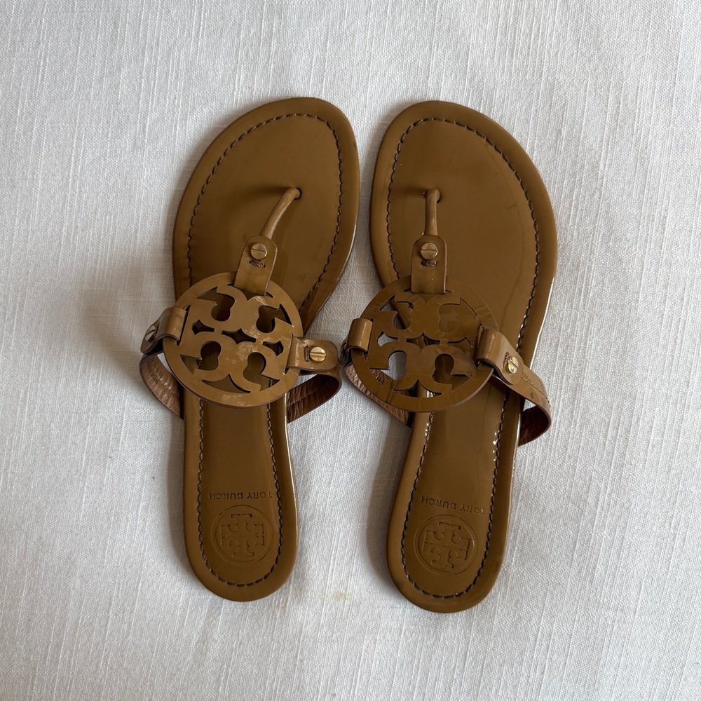 Tory Burch Tan Miller Patent Leather Sandals